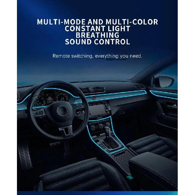 Car Interior RGB LED Atmosphere Light Strip USB Fiber Optic Neon Invisible Ambient Lamp Center Console Door Decoration Trim Neon Lights 4