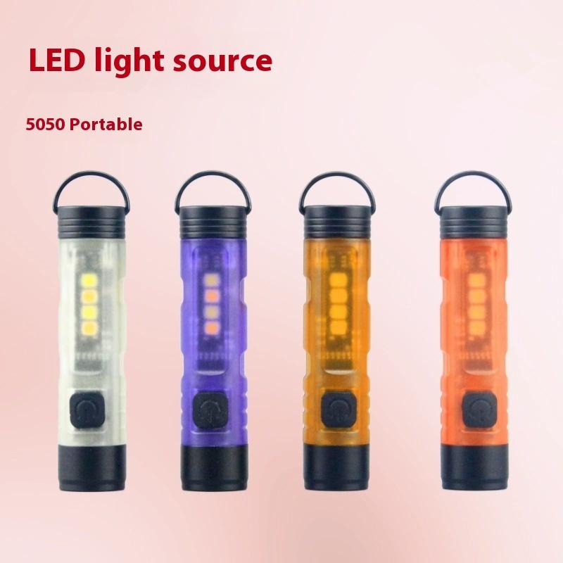 Mini Keychain Flashlight Type-C Fast Charging Torch Lamp With Magnet Multifunction Warning Camping Flashlight