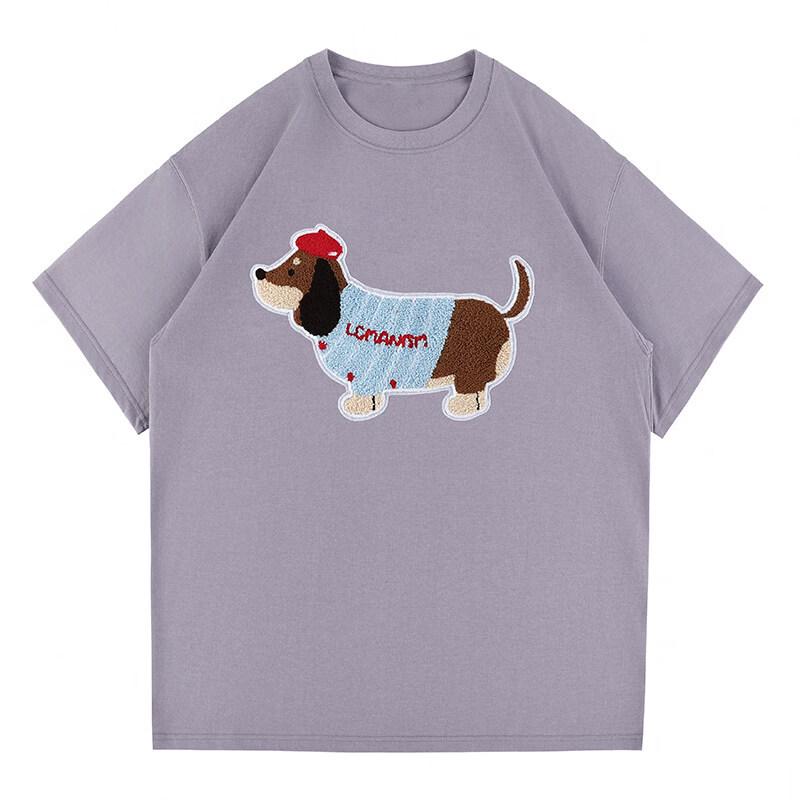 LEMANISM Huang Zihongfan Dachshund Embroidery Heavyweight T-Shirt