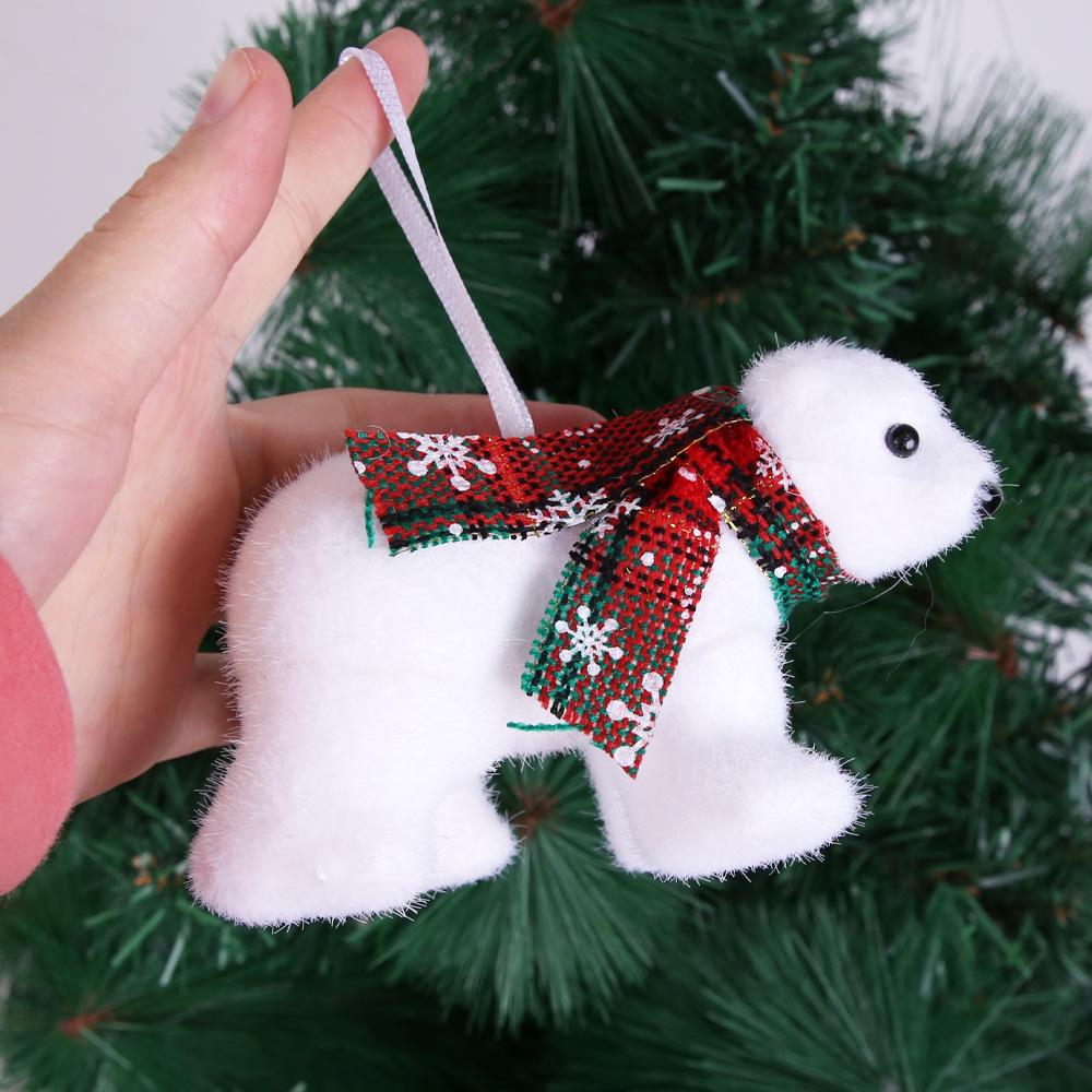 Christmas Decoration 2pcs/pack Scarf White Bear Home Decoration Accessories Christmas Pendant Christmas Gifts For Children