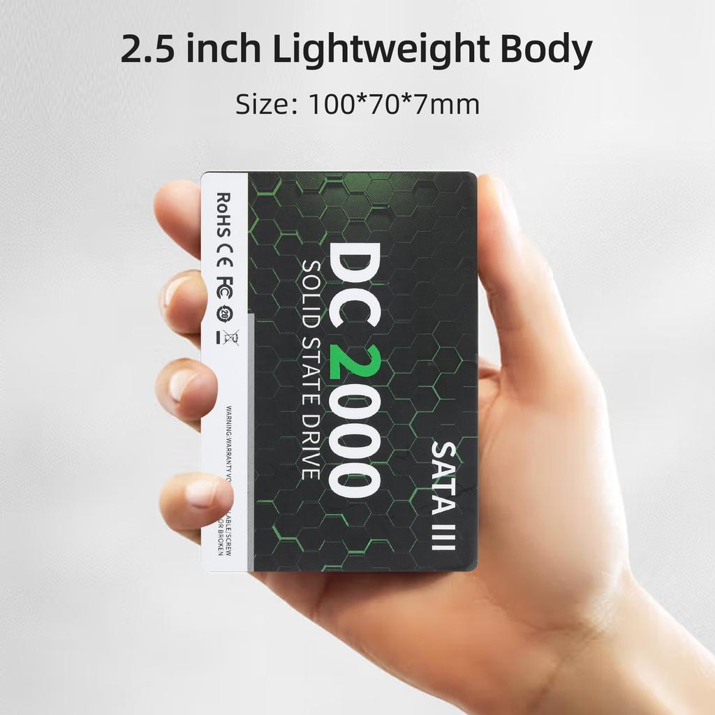 DC2000 512GB 2.5 Inch SSD Internal Solid Stable Drive SATA III Interface Fast Read&Wirte Speed for PC Laptop