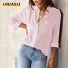 Women's Fashion Casual Long Sleeve POLO Neck Blouses & Shirts