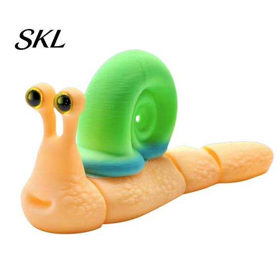 Colorful Snail Sculpture 3D Printed Figurines, Articulated Toy, Movable Joints Animal Twist Segmented Structure Toy Fidgety for Home Office