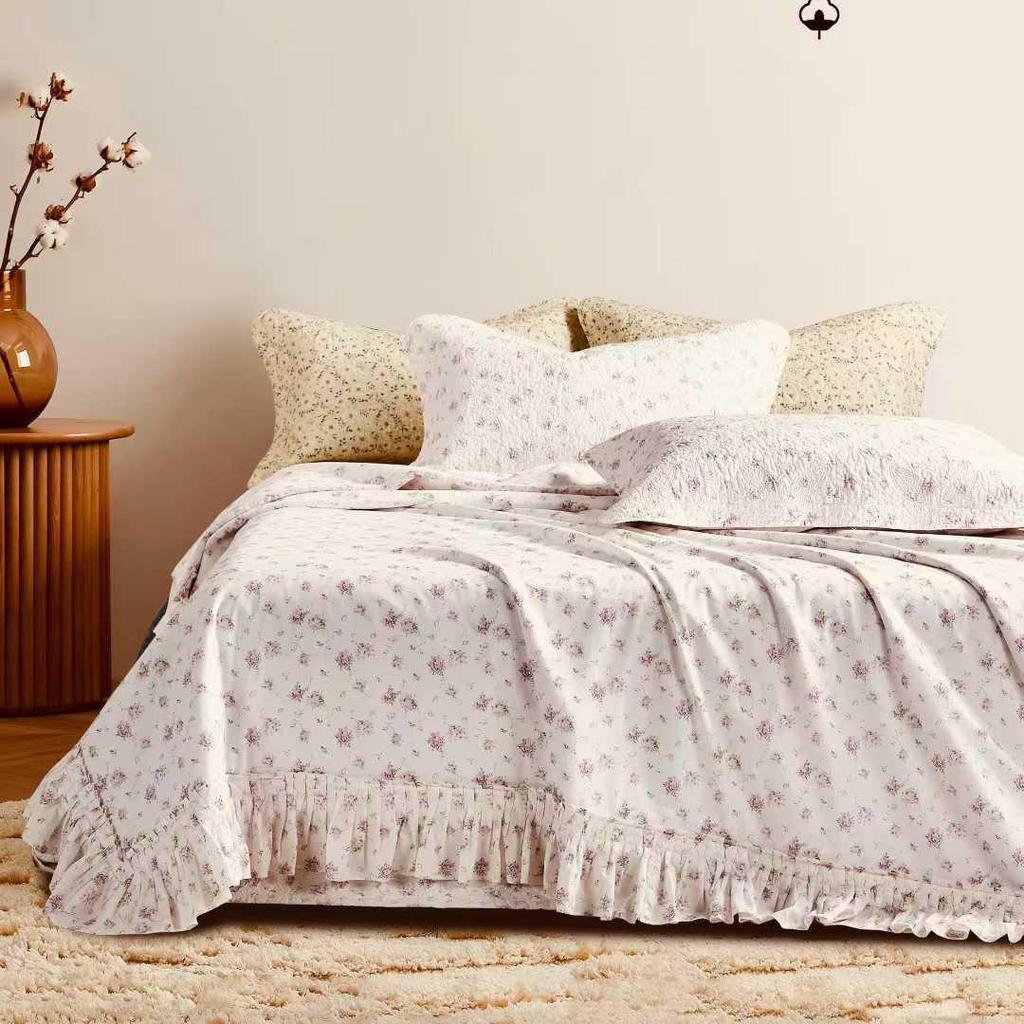 2025 All-Cotton Lace Duvet Cover 230x250 & Bedspread Set - All-Season, Three Pieces