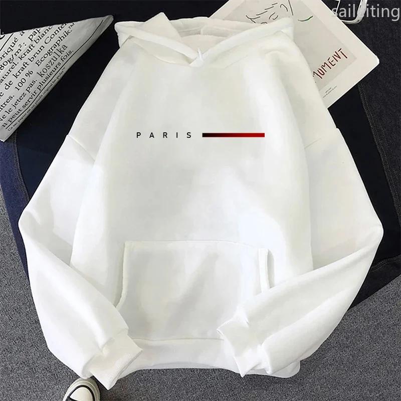 Paris Letter Womens Printed Home Kangaroo Pocket Hoodies Sports Pullover Tops Daily Clothing Autumn Winter Aesthetic Clothes