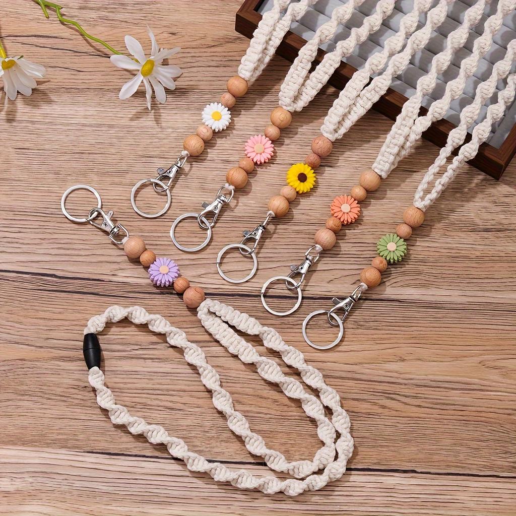 [Handmade] Bohemian Rope Handmade Keychain Necklace Lanyard | 1pc | Rope | Safety Snap | Phone Strap, Work Badge Lanyard | | Bohemian
