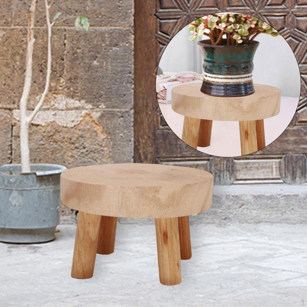 Wood, Mini Flowerpot Stand , Wood Stool Round Flower Pot Holder Garden Supplies Decor for