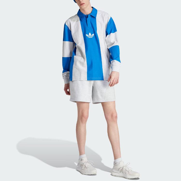 Adidas Originals Trefoil Hack Rugby Long Sleeve Polo Shirt Men Tops Blue IM4584