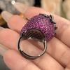 Anello Aperto Esagerato Gioielli Fragola Colore Oro Nero Tesoro Moda Stile Lusso Donna Sensazione Premium Consegna Lotti