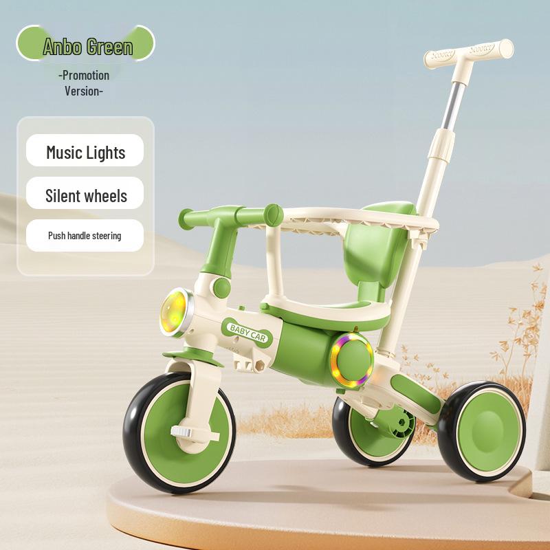 Kids' Tricycle Stroller with Pedal Car, Balance Bike, Music, and Lights for Ages 1-5