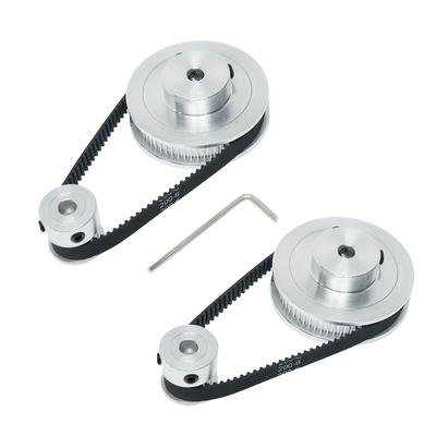2gtTiming Belt Pulleys Set-2PCS Aluminum Alloy Synchronous Wheel Kit with 20/60Teeth 8mm Bore and 2PCS 200mm Length 6mm Width Belts for 3D Printer CNC