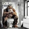 Funny Orangutan Toilet Reading Shower Curtain, Bathroom Decorative Shower Curtain, Waterproof Shower Curtain with Hooks