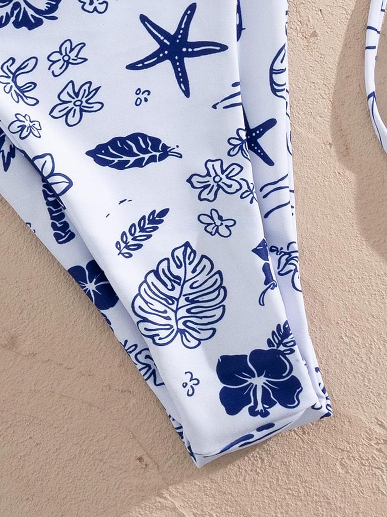 2026 European & American Sexy Double-Layer Bikini with Metal Ornaments – Printed Two-Piece Beach Swimsuit