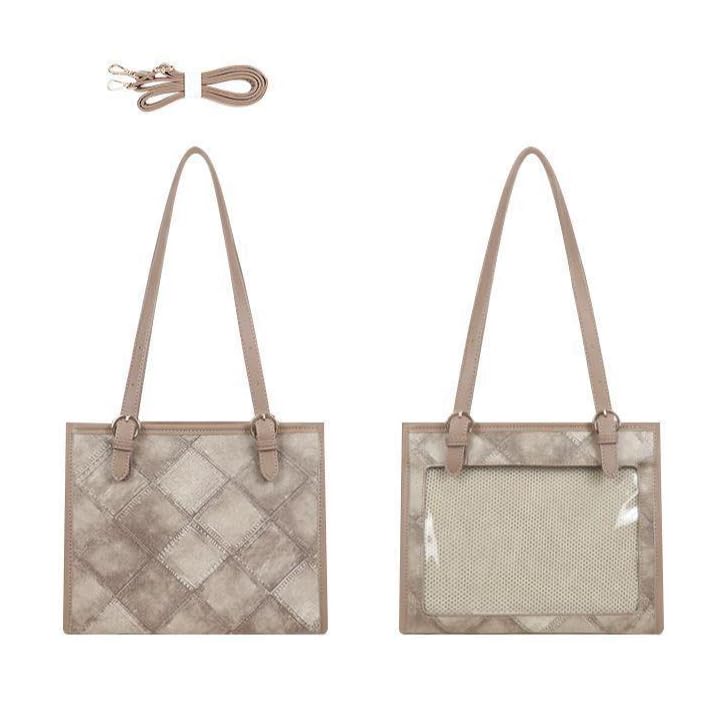 

[ALL DAY Shining] Ita Bag, Tote Bag, Oshikatsu Bag, Ita Bag, Vinyl, Denim, Clear Pocket, Large Capacity, Simple Shoulder Bag (Brown)