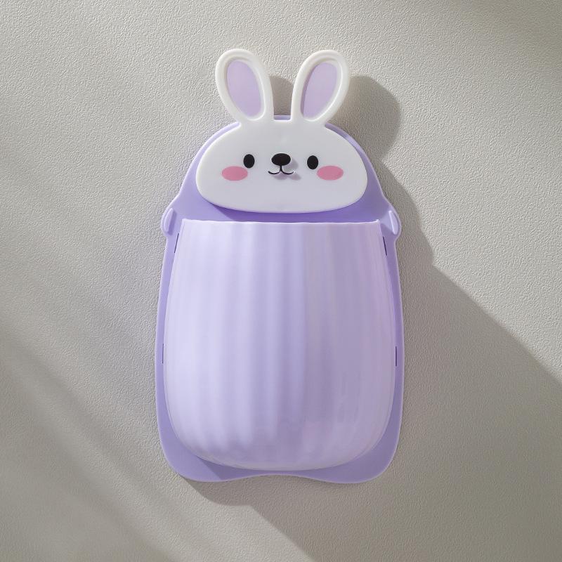 Cute Rabbit Wall Hanging Storage Rack Punch-Free Wall-Mounted Mobile Phone Remote Control Storage Box Bathroom Makeup Organizer