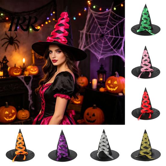 Creative Halloween Witch Hat, Reusable Oxford Cloth Pointed Wizard Hat for Costume, Carnival, Masquerade, Cosplay Party Black