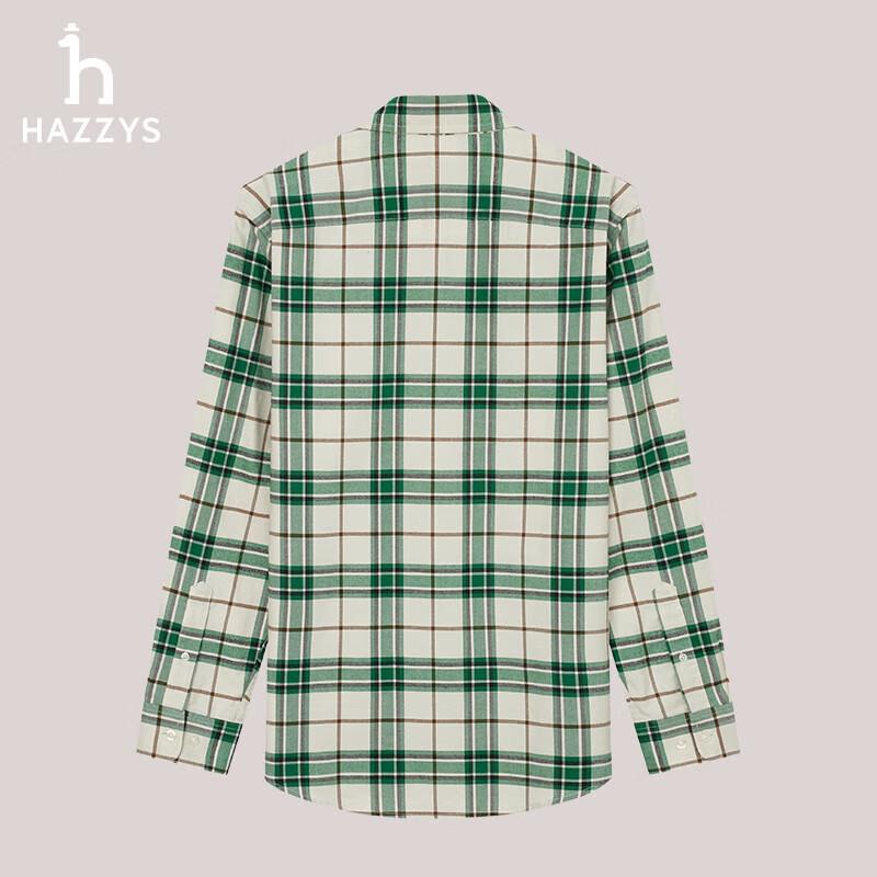 Мужская повседневная рубашка в зеленую клетку с длинным рукавом HAZZYS 2XL