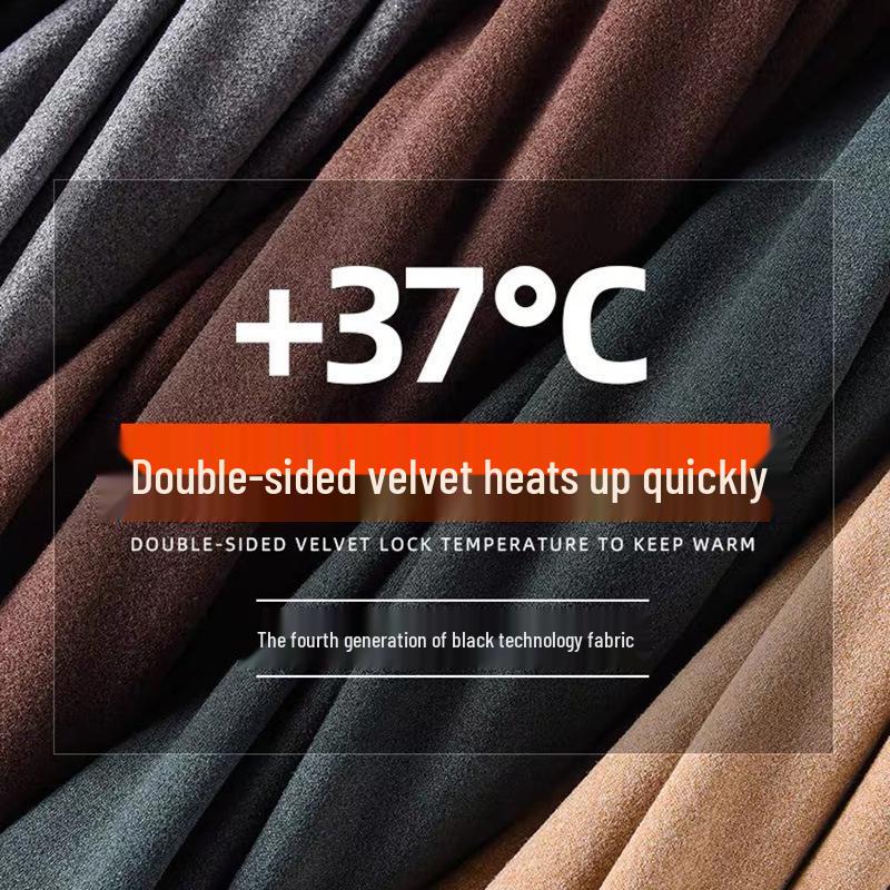 Men's Double-Sided German Velvet Semi-High Neck Warm Set for Autumn & Winter