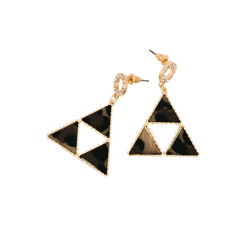 Trendy Leopard Print Geometric Stud Earrings - Japanese Korean Style, Versatile and Fashionable for Women