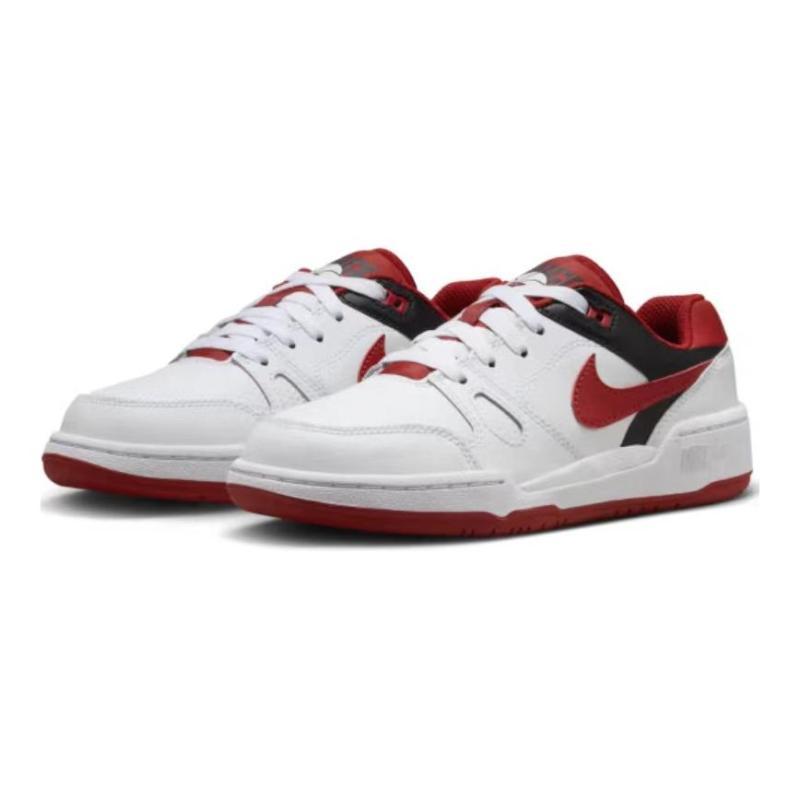 Nike Full Force Low Top Kids' Skateboarding Shoes White Red Sneakers FV5929-100