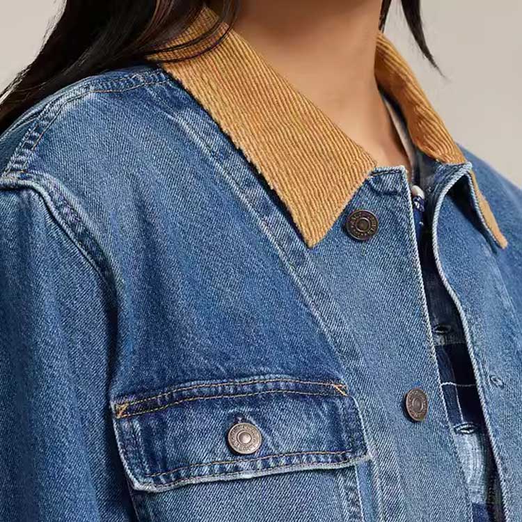 Polo Ralph Lauren Corduroy Collar Single-Breasted Loose Work Denim Jacket Women Jackets Blue WMPOOTWNDK20015-999