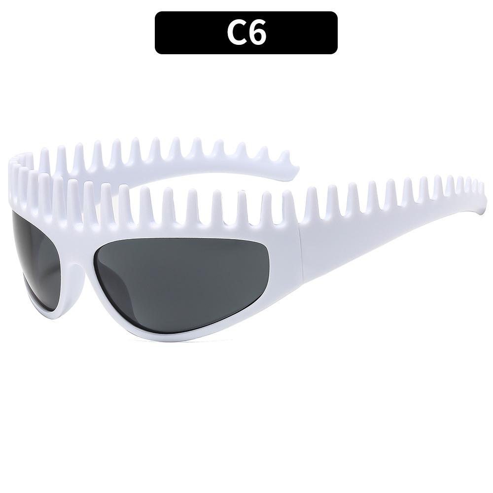 Fashion Wave Toothed Sunglasses For Women Men Stylish Y2K Wraparound Big Leopard Sun Eyeglasses Sports Style Cat Eye Hairbands Glasses