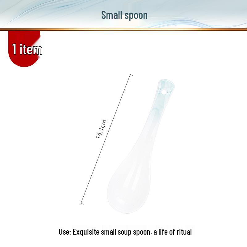 Tangshan Bone China Long Handle Soup Spoon - Ceramic Tableware Ladle Spoon