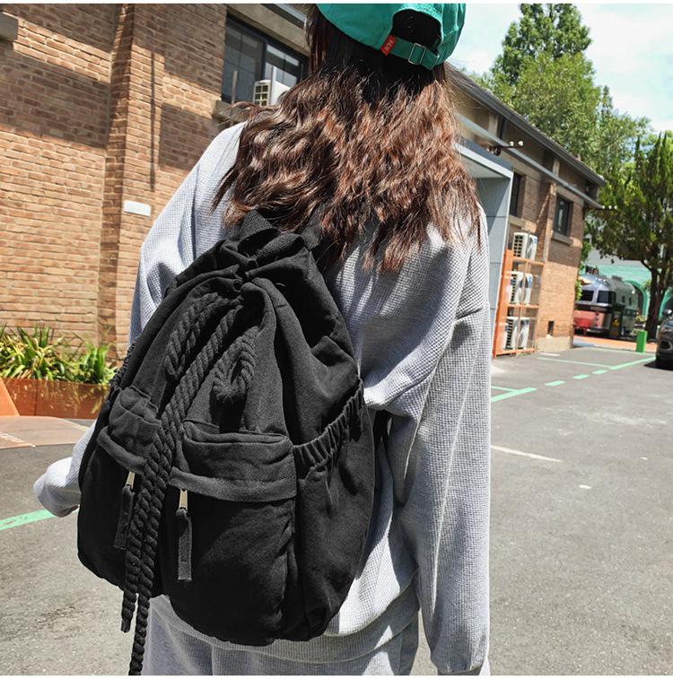 Trendiger Damen-Canvas-Rucksack mit Kordelzug - Cool, stilvoll, schlichtes Design für Studentinnen
