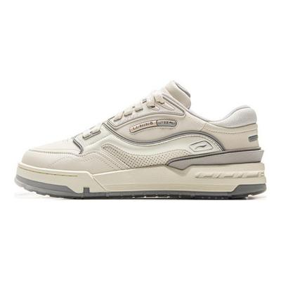 Li Ning 001 BTC 3 Cushioning Slip Resistant Abrasion Resistant Lightweight Low Top Casual Shoes Unisex Ecru AGCV281-1