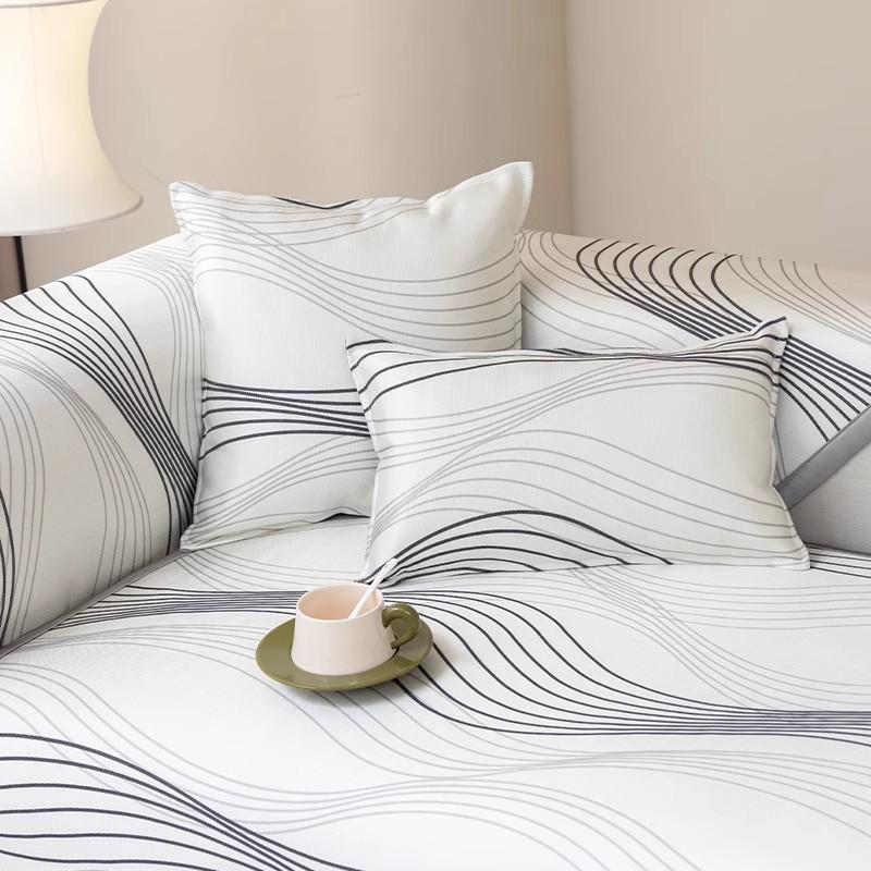 funda sofá  Light luxury Wave Slipcover Funda Home Non-slip Ice Silk Sofa Cushion Couch Sofa Cover