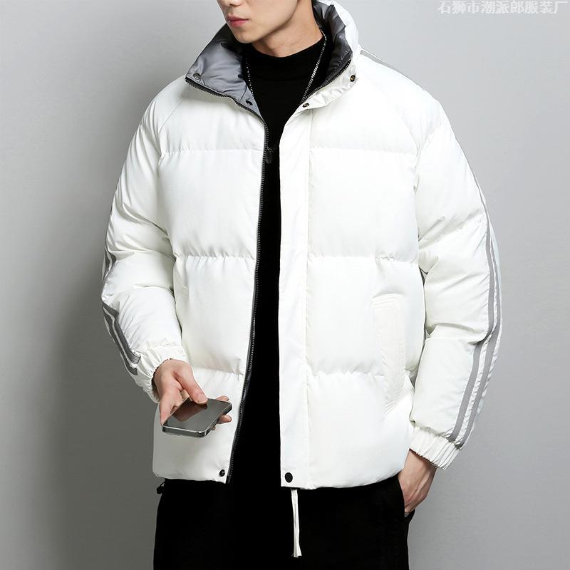 Winter Hong Kong style casual handsome young neutral style public plate printing label thickened men's cotton-padded jacket