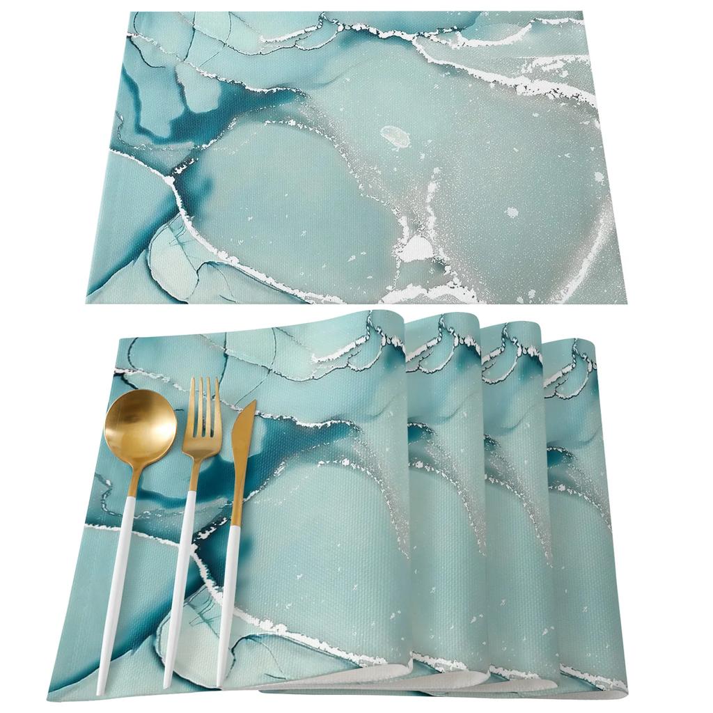 Marble Placemats Set Washable Kitchen Dining Table Mats,Heat-Resistant Place Mats for Indoor Outdoor Party Holiday Decoration