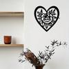 Metal Wall Art Heart Rose Floral Design Black Iron Decor Romantic Gift Home