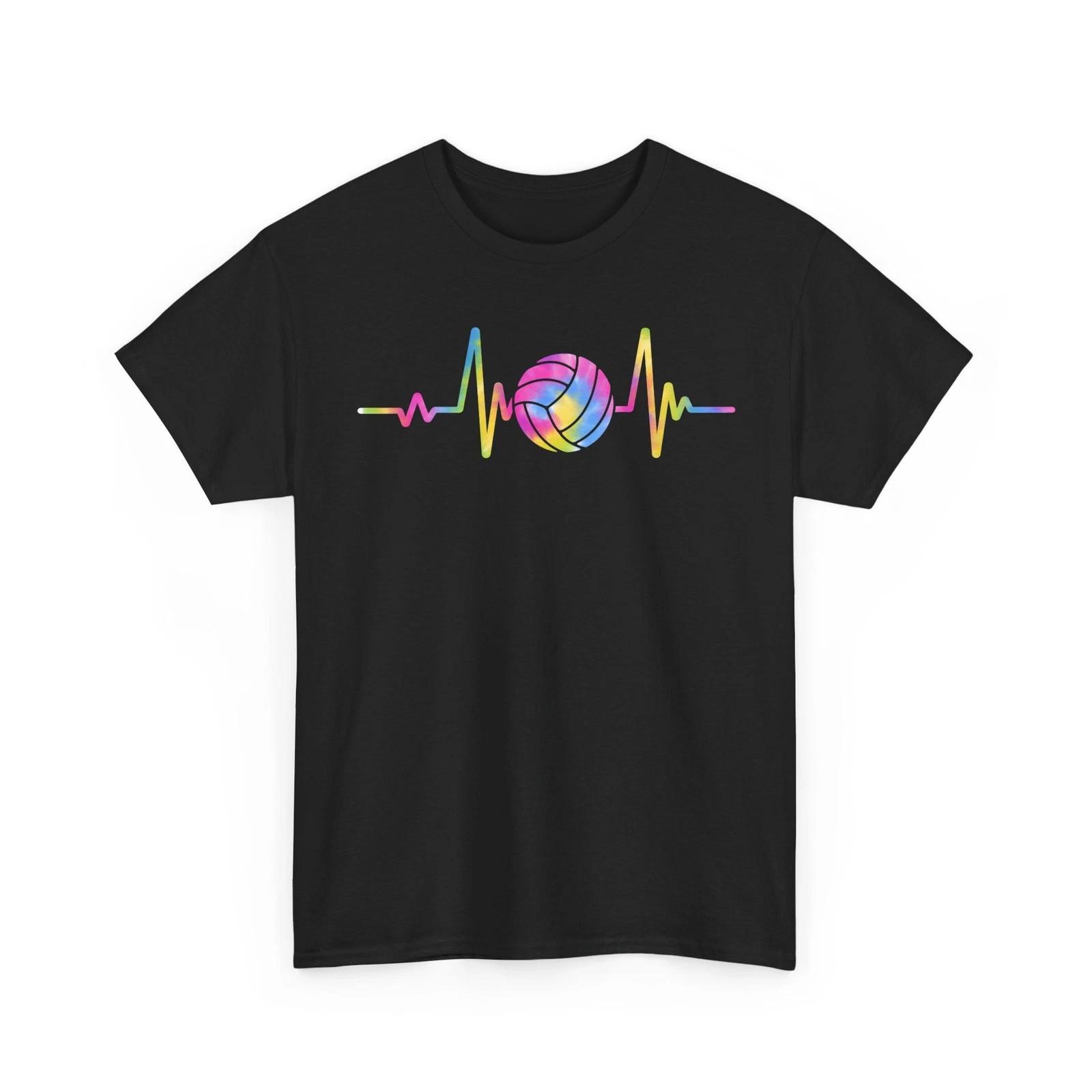 Volleyball HeartbeaT shirt, Volleyball Player Sports Women Men Tie Dye Shirt M