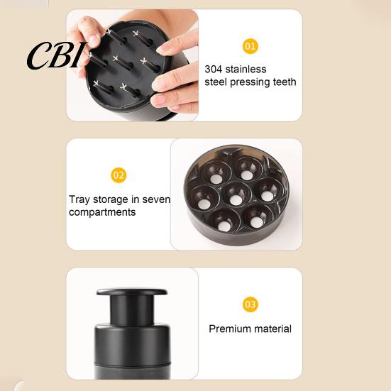 Leak Proof Reusable Container 7 Hole Cherry Pitter, Multifunctional Fruit Coring Tool for BPA-free Food Storage Olive, Manual Press Remover,