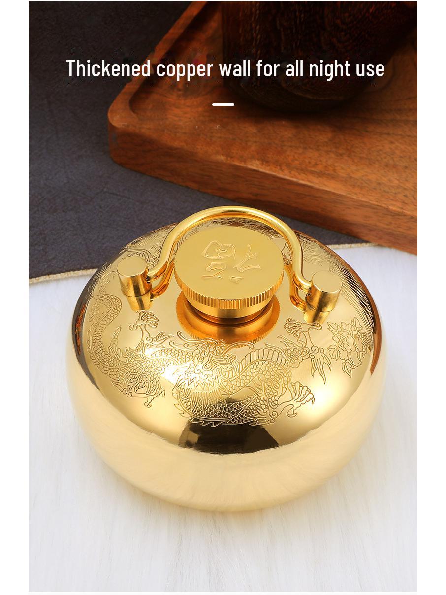 

Jitao Yu Pozi Pure Copper Наповнений водою гарячий мішок і масажер для ніг, грілка для рук у стилі ретро 1.1 Thickness 11 cm Dragon and Phoenix