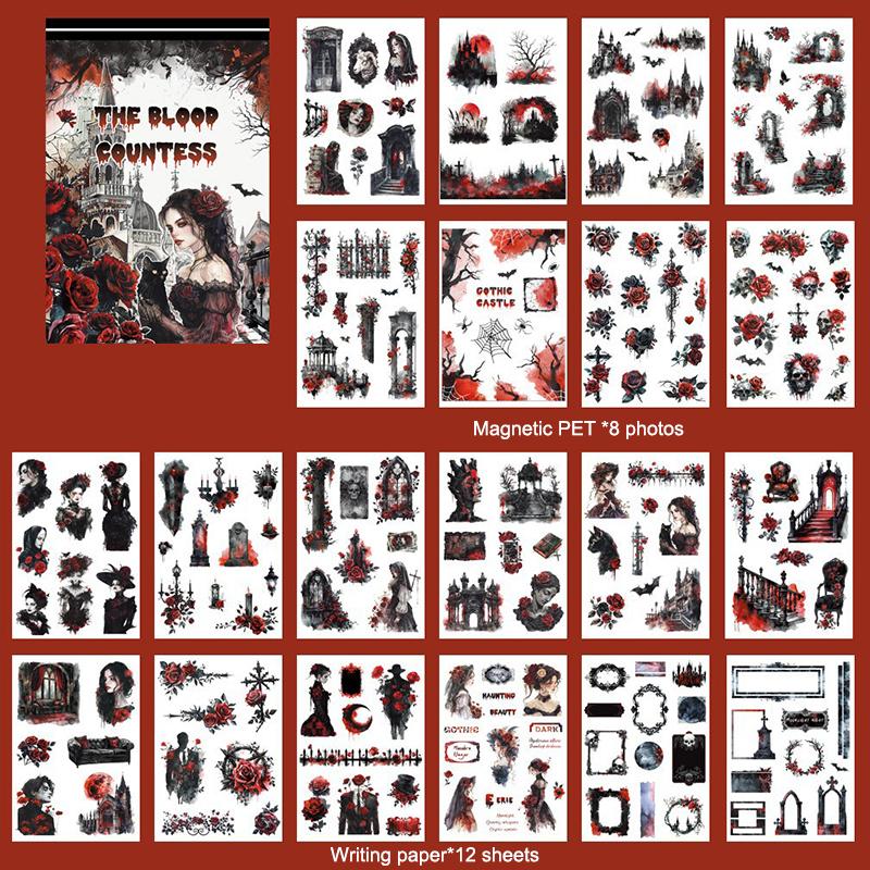 

20Sheets Halloween Christmas Holiday Stickers Book Retro Notebook Character Waterproof Pet Stickers For Diy Scrapbooking Journal