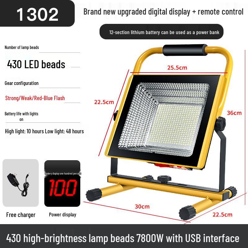 Rechargeable Super Bright Floodlight for Emergency, Construction, and Outdoor Use