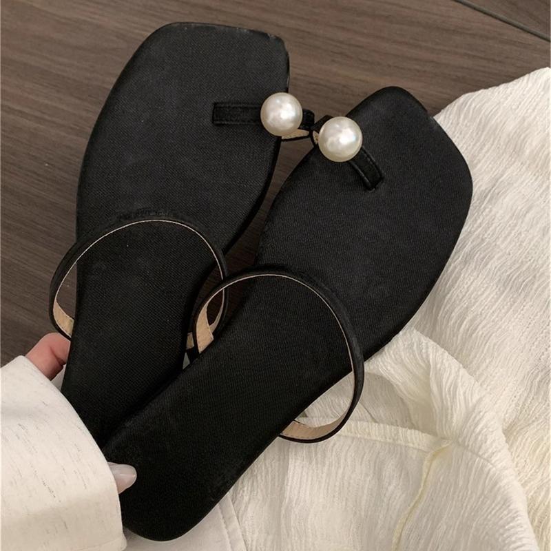 

Балетки с перемычкой для пальца, женские тапочки, модная повседневная обувь для ходьбы, уютные женские сандалии, тренд 2025, летние пляжные шлепанцы для женщин 35 чёрный