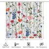 Flower Watercolor Field Flower Shower Curtain With 4 Pieces Absorbent Bathroom Mat Bathroom Curtain With Soft Bath Wheel U-Shaped Mat