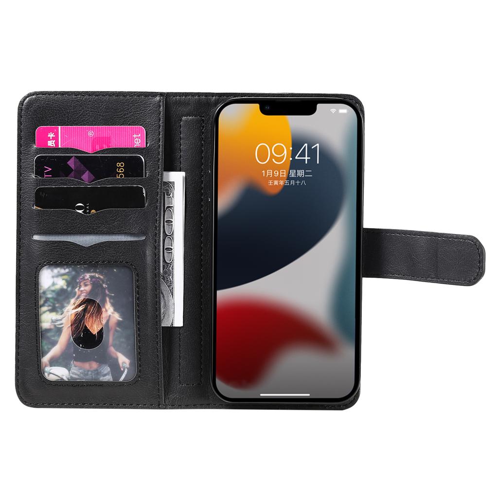 For iPhone 15 Leather Case with 10 Card Holder Phone Cover Stand