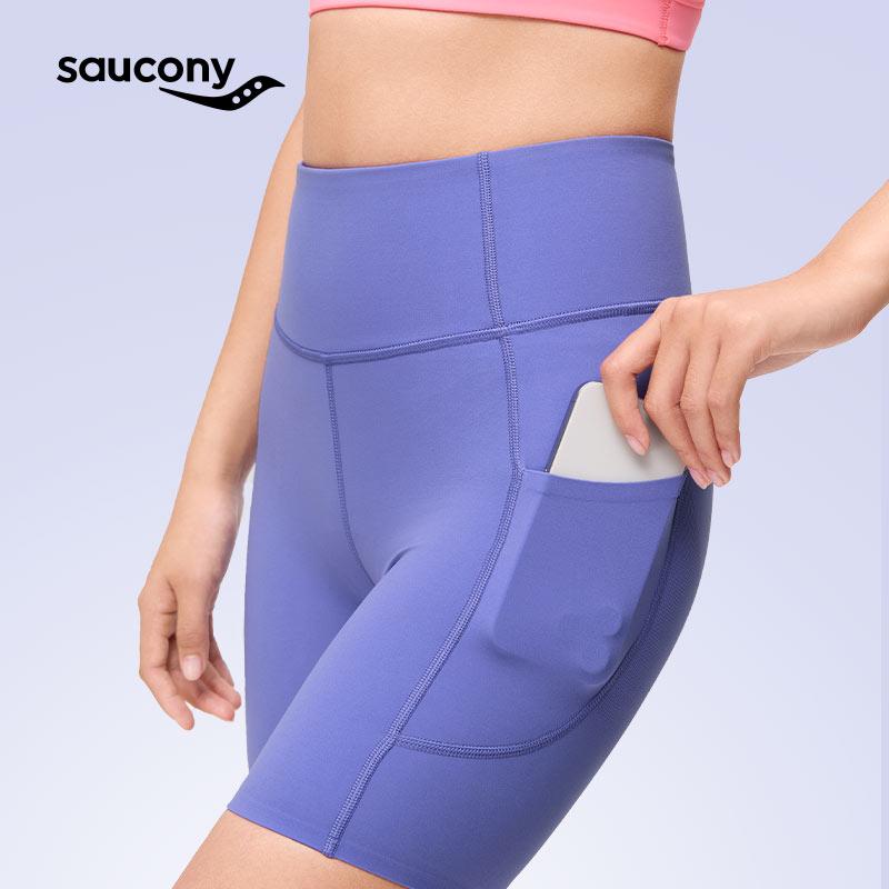 Saucony Solid Color Running Tight Shorts Women shorts Light-Milk-Gray Purple SC1230013DY-PP36