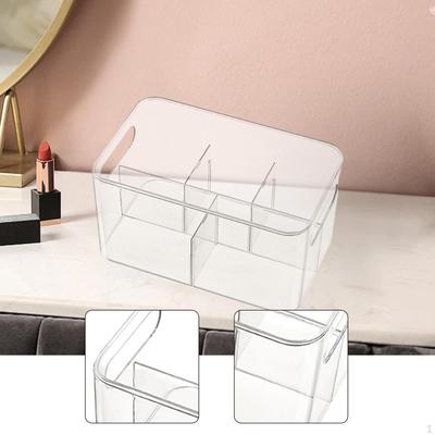 5 Slot Makeup Organizer Lipstick Holder Clear Desk Divided Bin for Dressing Table