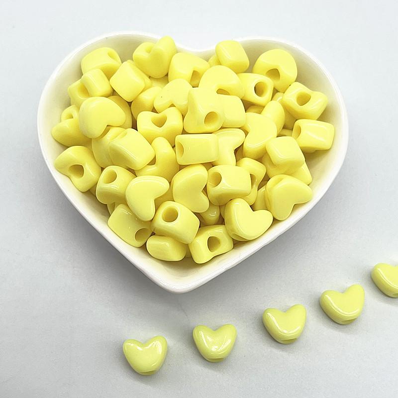 30pcs 11mm Candies Colour Big Hole Heart-shaped Acrylic Loose Spacer Beads for Jewelry Making DIY Accessories