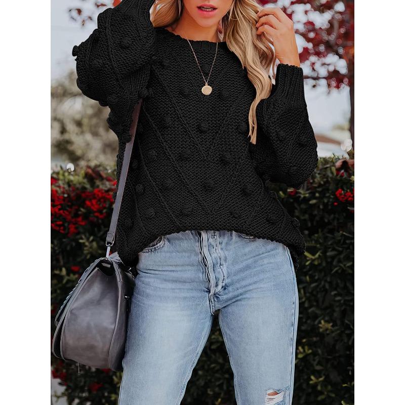 Autumn and winter new hairball knitted sweater loose long sleeve pullover sweater women's clothing
