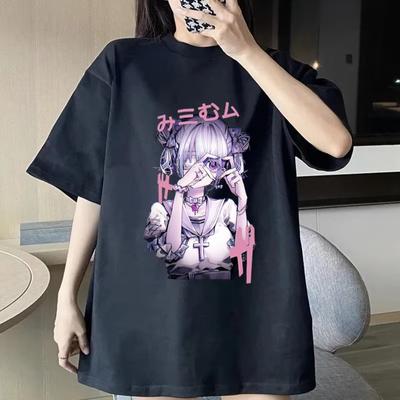 Anime Kurono Kyou T-shirt Sommar Sport Jogging Kortärmad Flickor Kvinnor Cosplay T-shirt Vardaglig Lös Sport Punkstil Y2K Topp