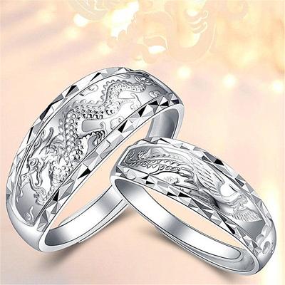 Drachenschmuck Relief Drache und Phönix Ring Paar offener Ring Drache und Phönix Instrumentenring Valentinstagsgeschenk 