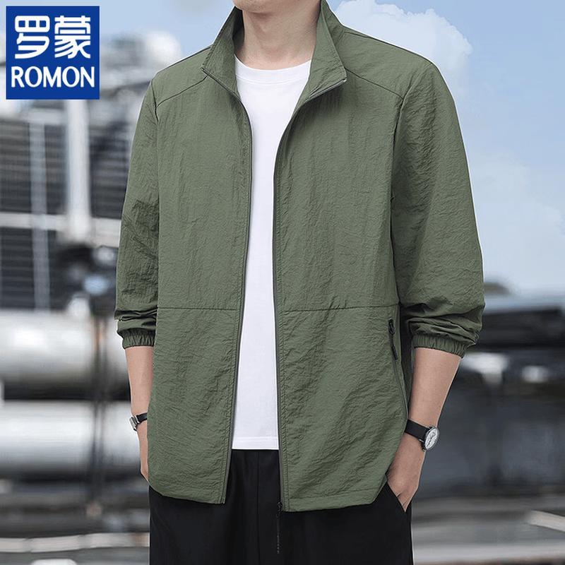 

ROMON Men s Casual Cool-Feel Stand-Up Collar Sun Protection Jacket XL