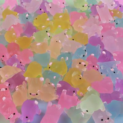 Luminous Pink Pig Resin Miniature Keychain Charm Ornament