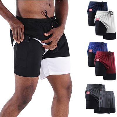 Herren Fitness Shorts Radsport Gym Kleidung Laufhose Jogger Jogging Short Bottoms mit Liner 2-in-1